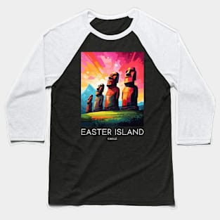 A Pop Art Travel Print of Easter Island - Chile Baseball T-Shirt